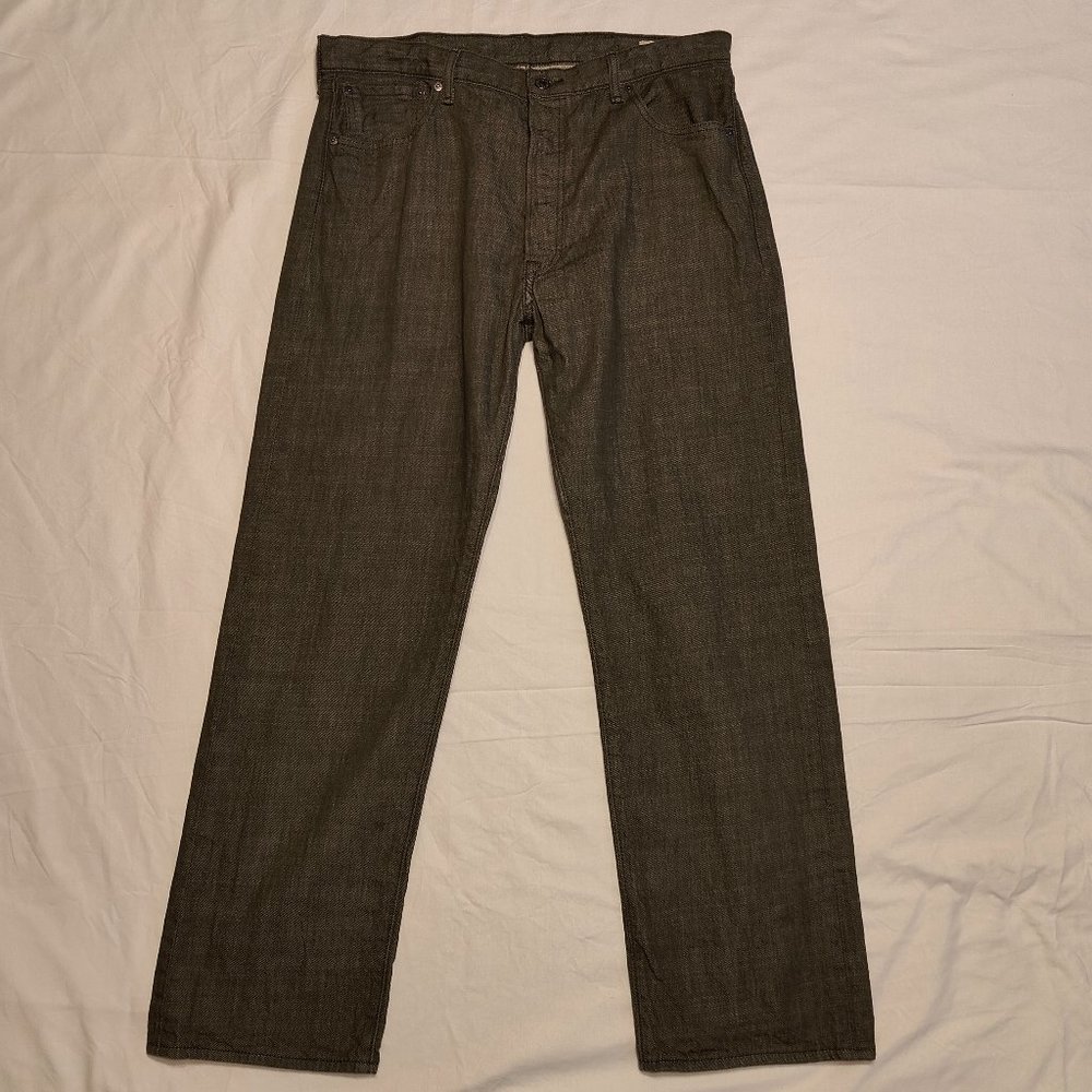 Levi’s Men's 501 White Oak Cone Olive Green Button Fly Denim Jeans Size 38x32